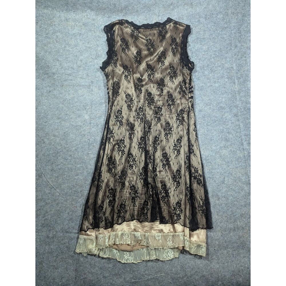 Y2K Dainty Lace Black Cream Sz M Whimsy Goth Fairy Mini Dress - Picture 7 of 7